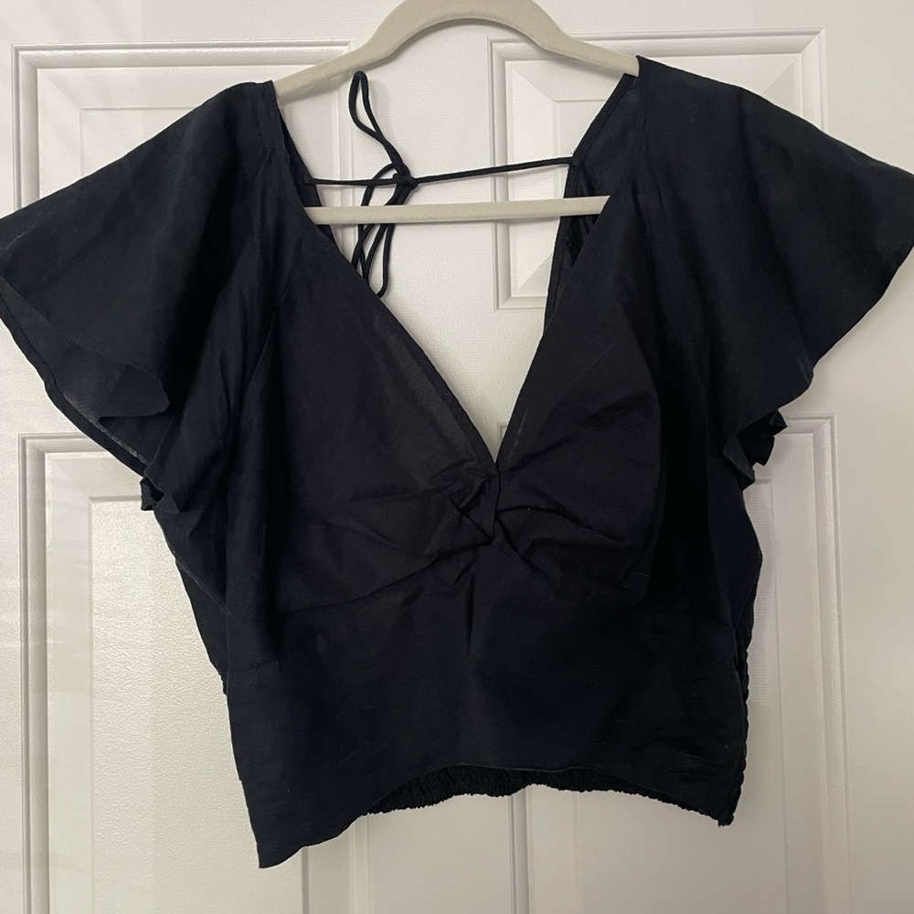 Anthropologie Black V-Neck Blouse